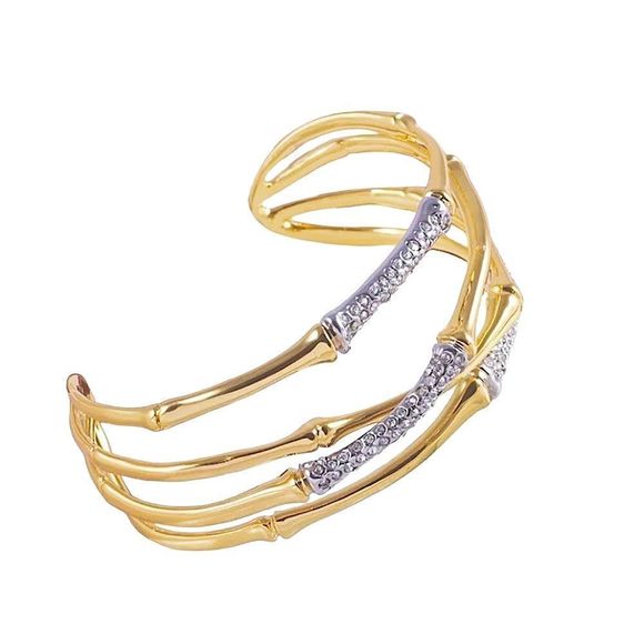 ALEXIS BITTAR Solanales Crystal Bamboo Gold Cuff Bracelet - Picture 7 of 9